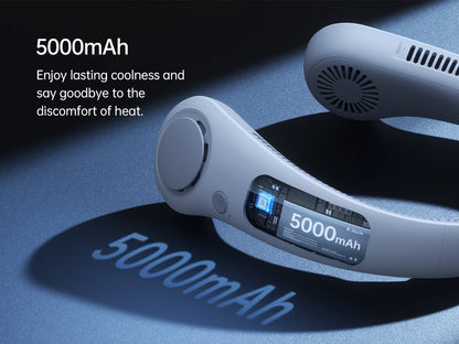 JISULIFE Upgraded Portable Neck Fan – 5000mAh, 5 Speeds, Hands-Free Cooling