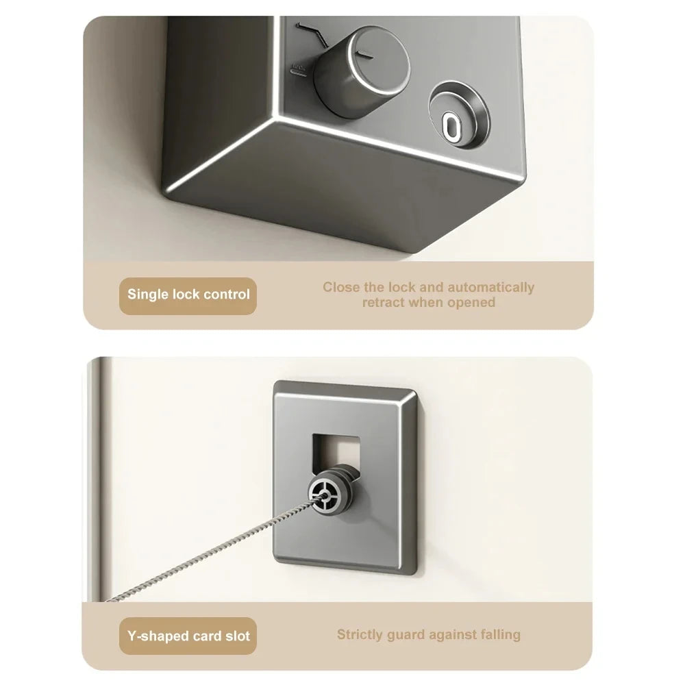 “Retractable Stainless Steel Clothesline – Pull-Out Space-Saving Clothes Drying Rack for Household Laundry”