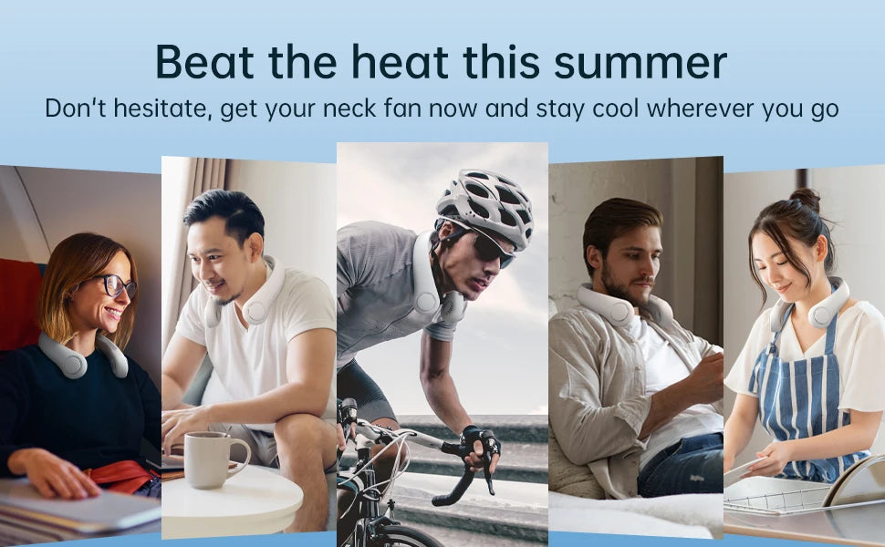 JISULIFE Upgraded Portable Neck Fan – 5000mAh, 5 Speeds, Hands-Free Cooling