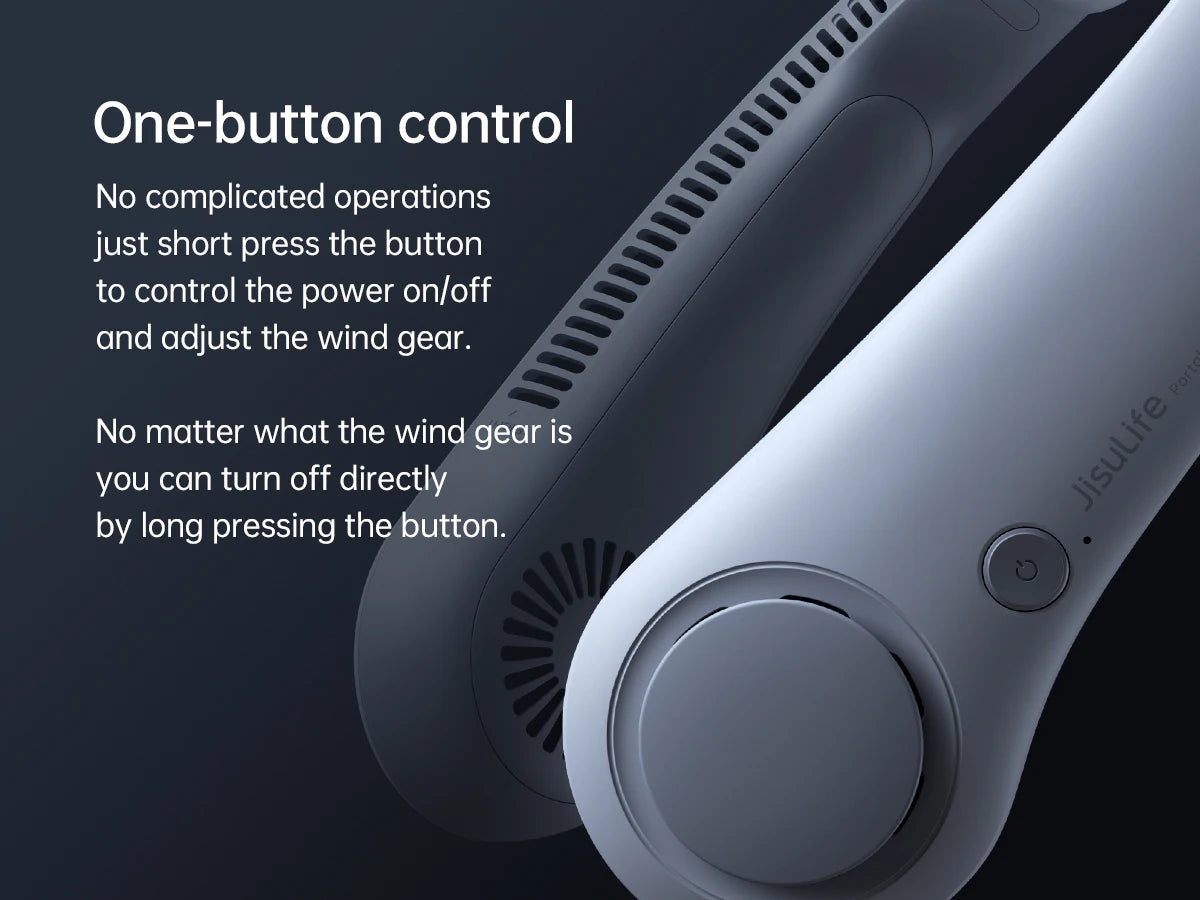 JISULIFE Upgraded Portable Neck Fan – 5000mAh, 5 Speeds, Hands-Free Cooling