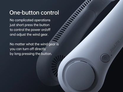 JISULIFE Upgraded Portable Neck Fan – 5000mAh, 5 Speeds, Hands-Free Cooling