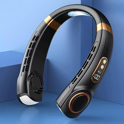 2025 Mini Portable Neck Fan – Bladeless Rechargeable Air Cooler with Display