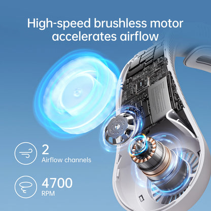 JISULIFE Upgraded Portable Neck Fan – 5000mAh, 5 Speeds, Hands-Free Cooling