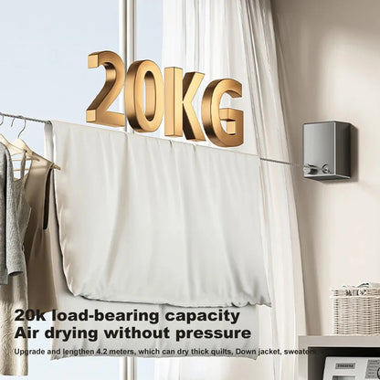 “Retractable Stainless Steel Clothesline – Pull-Out Space-Saving Clothes Drying Rack for Household Laundry”