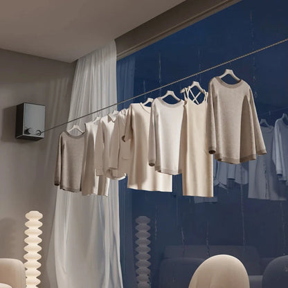 “Retractable Stainless Steel Clothesline – Pull-Out Space-Saving Clothes Drying Rack for Household Laundry”