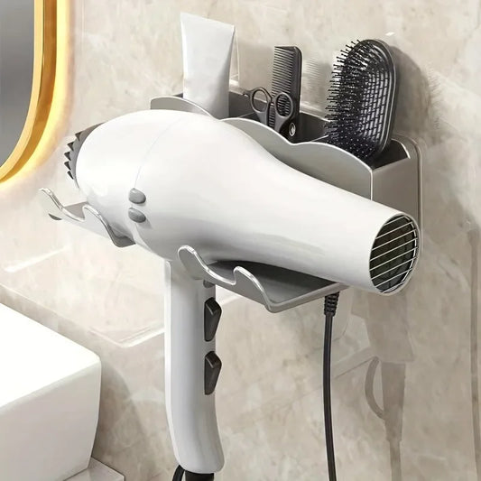 Wall-Mounted Hair Dryer Storage Rack – Non-Drill Bathroom Holder