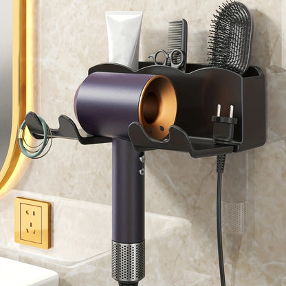 Wall-Mounted Hair Dryer Storage Rack – Non-Drill Bathroom Holder