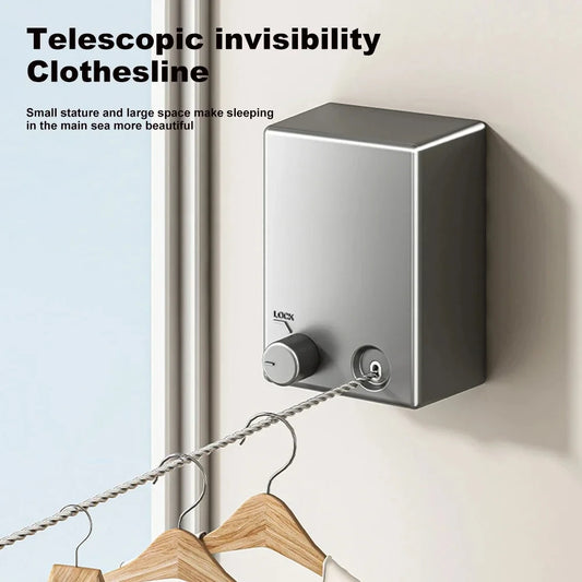 “Retractable Stainless Steel Clothesline – Pull-Out Space-Saving Clothes Drying Rack for Household Laundry”