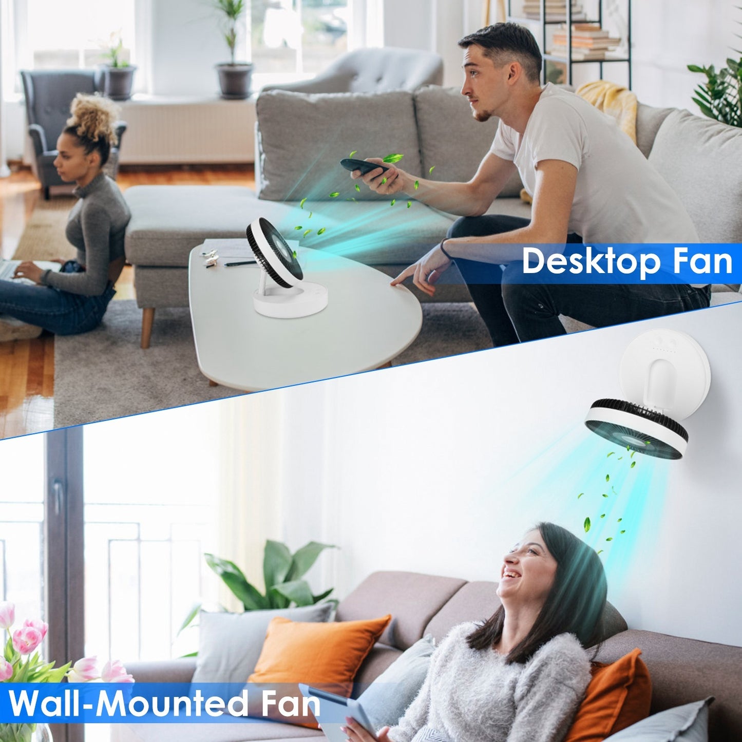 Foldable Rechargeable LED Desk & Wall Fan