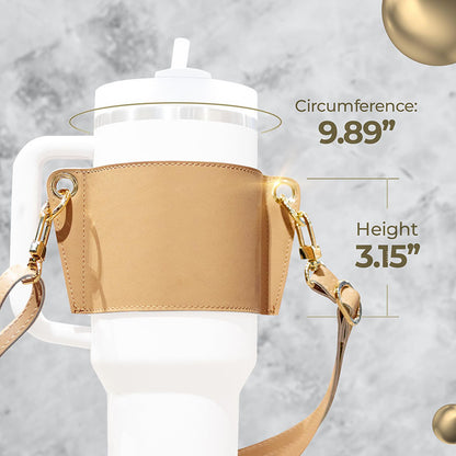 PU Leather Water Bottle Shoulder Strap – Fits 30–40oz Bottles, Tumbler Handle Sling