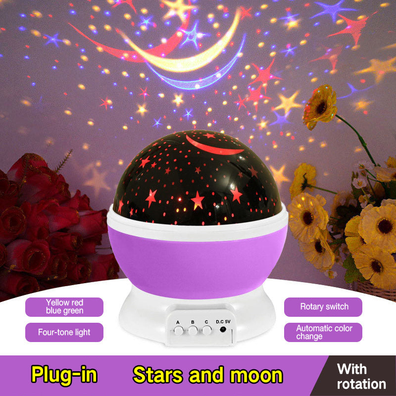 LED Projector Light USB Starry Sky Night Light Rotating Bedside Table Lamp