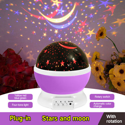LED Projector Light USB Starry Sky Night Light Rotating Bedside Table Lamp