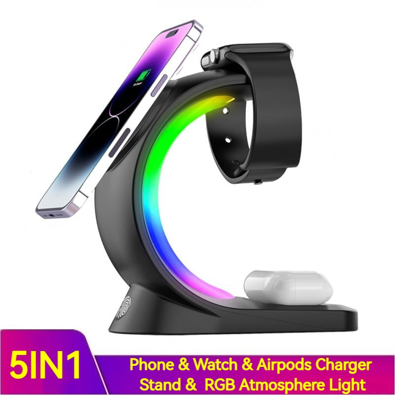 Magnetic Fast Charging Station – 4-in-1 Wireless Charger with Night Light