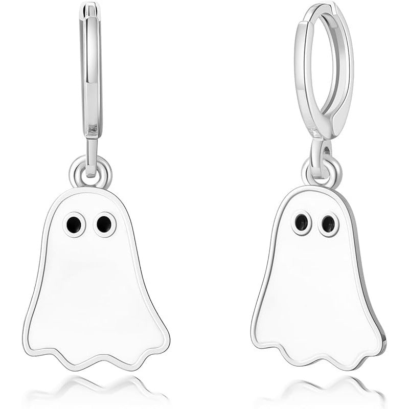 "Gold Ghost Huggie Hoop Earrings - Cute Halloween Jewelry"