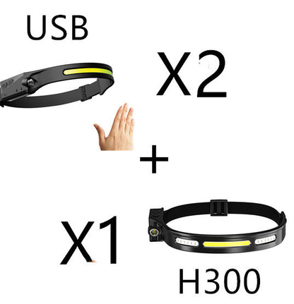COB LED Induction Headlamp – USB Rechargeable Waterproof Camping & Hunting Light