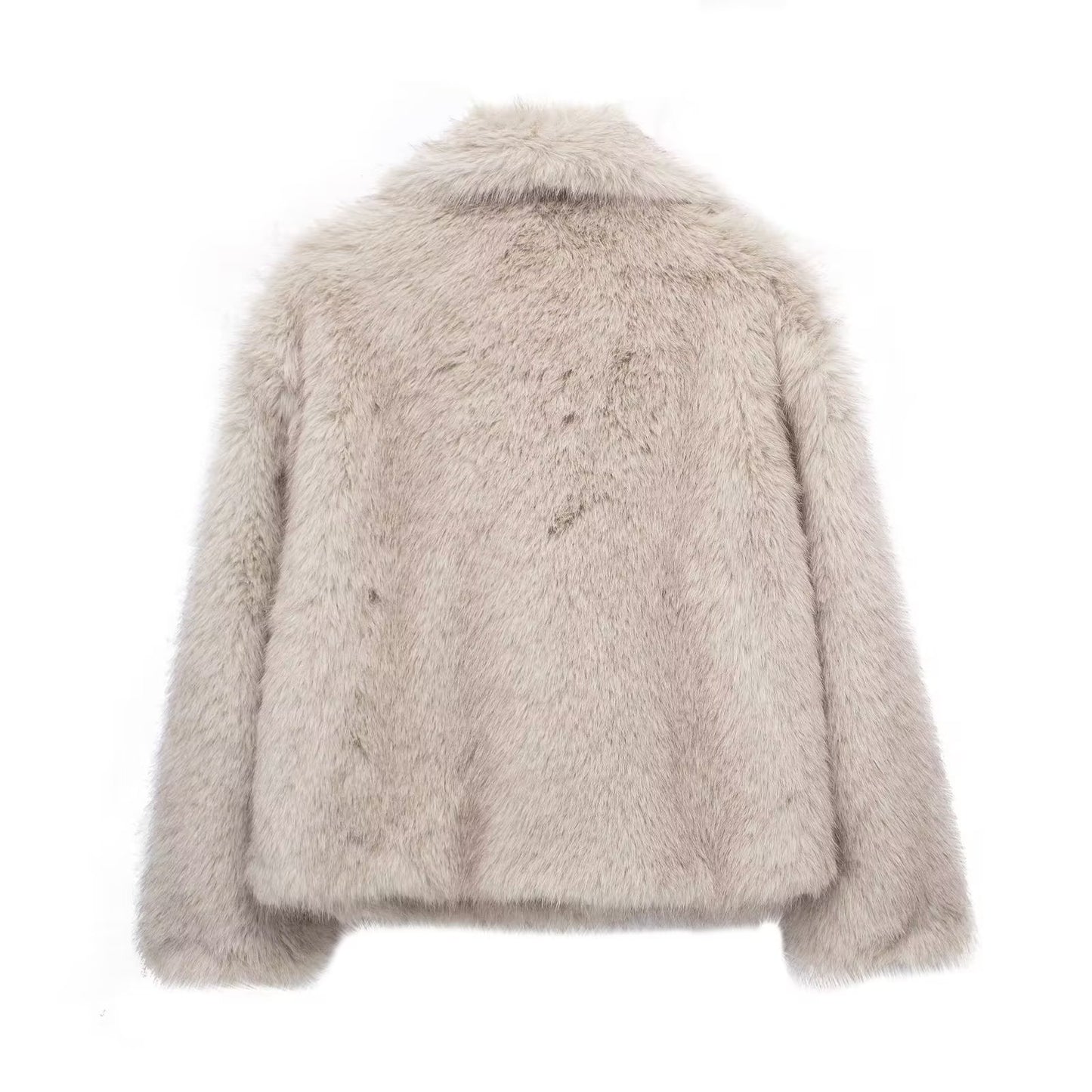 Winter Plush Coat – Warm Fluffy Lapel Jacket for Women