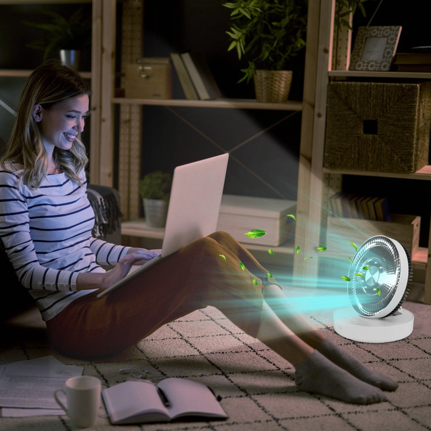 Foldable Rechargeable LED Desk & Wall Fan
