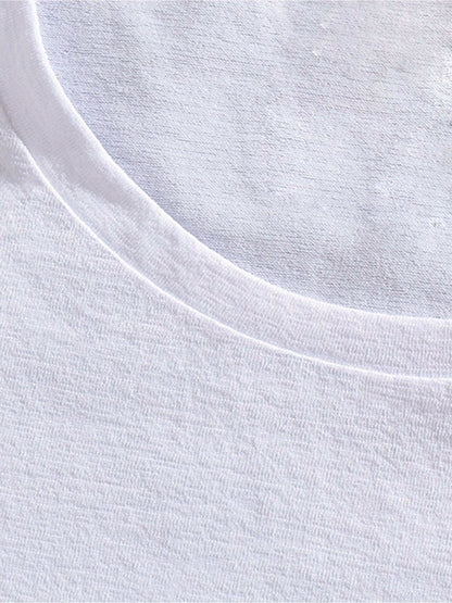 Men’s White Graphic T-Shirt – Trendy Streetwear Loose Fit