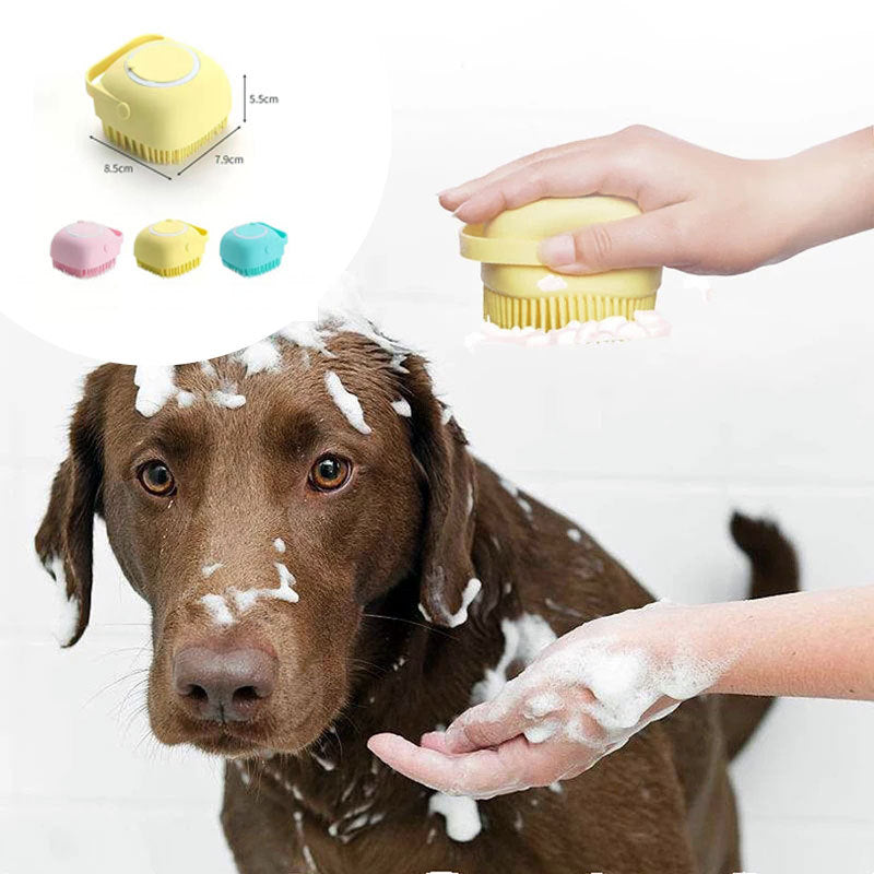 Silicone Pet Bath & Grooming Glove with Shampoo Dispenser
