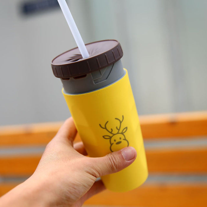 No-Cover Twist Travel Cup – Double Insulated Portable Tumbler with Straw for Kids & Adults