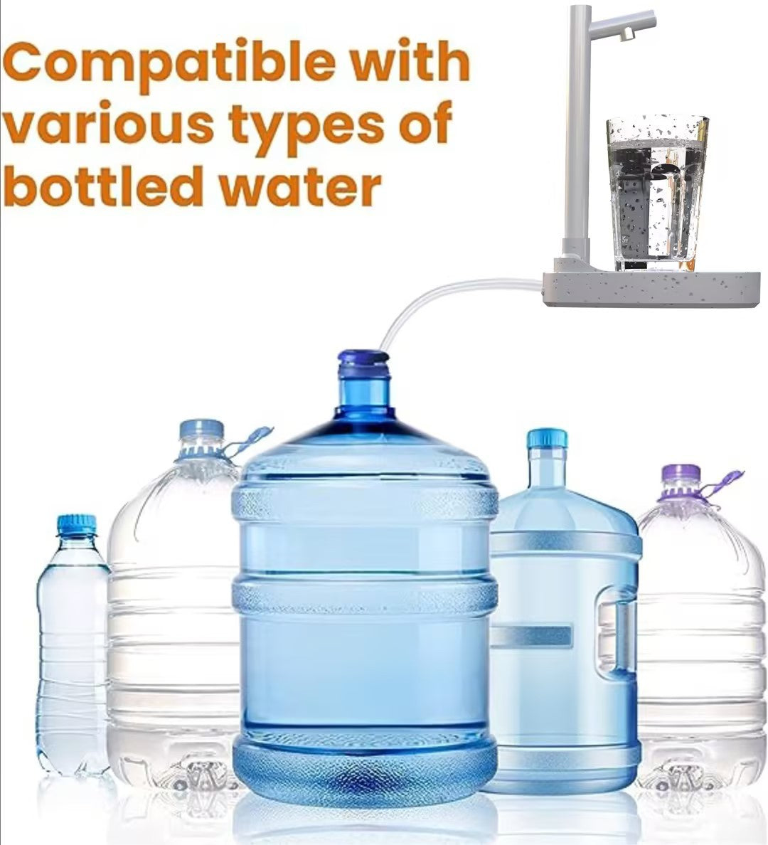 Automatic Water Dispenser with Stand – Rechargeable Bottle Pump with Extension Tube