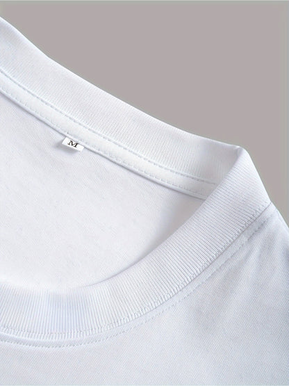 Men’s White Graphic T-Shirt – Trendy Streetwear Loose Fit