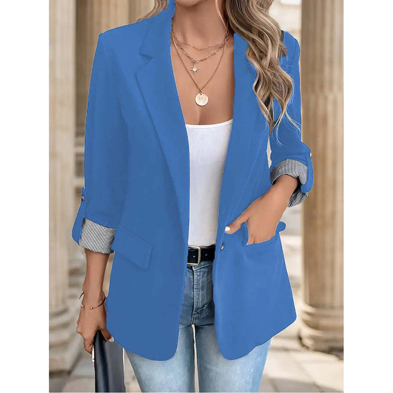 Women’s Casual Open Front Blazer – Long Sleeve Office Jacket