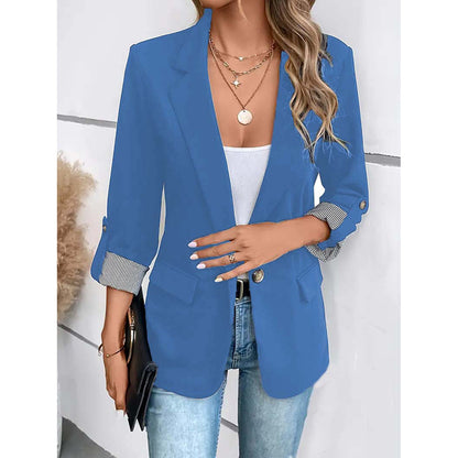 Women’s Casual Open Front Blazer – Long Sleeve Office Jacket
