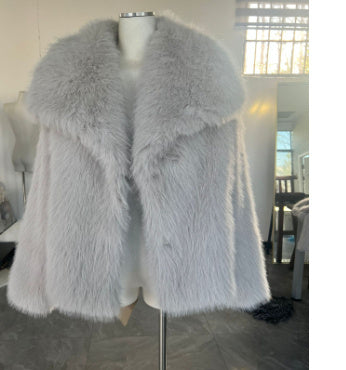 Winter Plush Coat – Warm Fluffy Lapel Jacket for Women